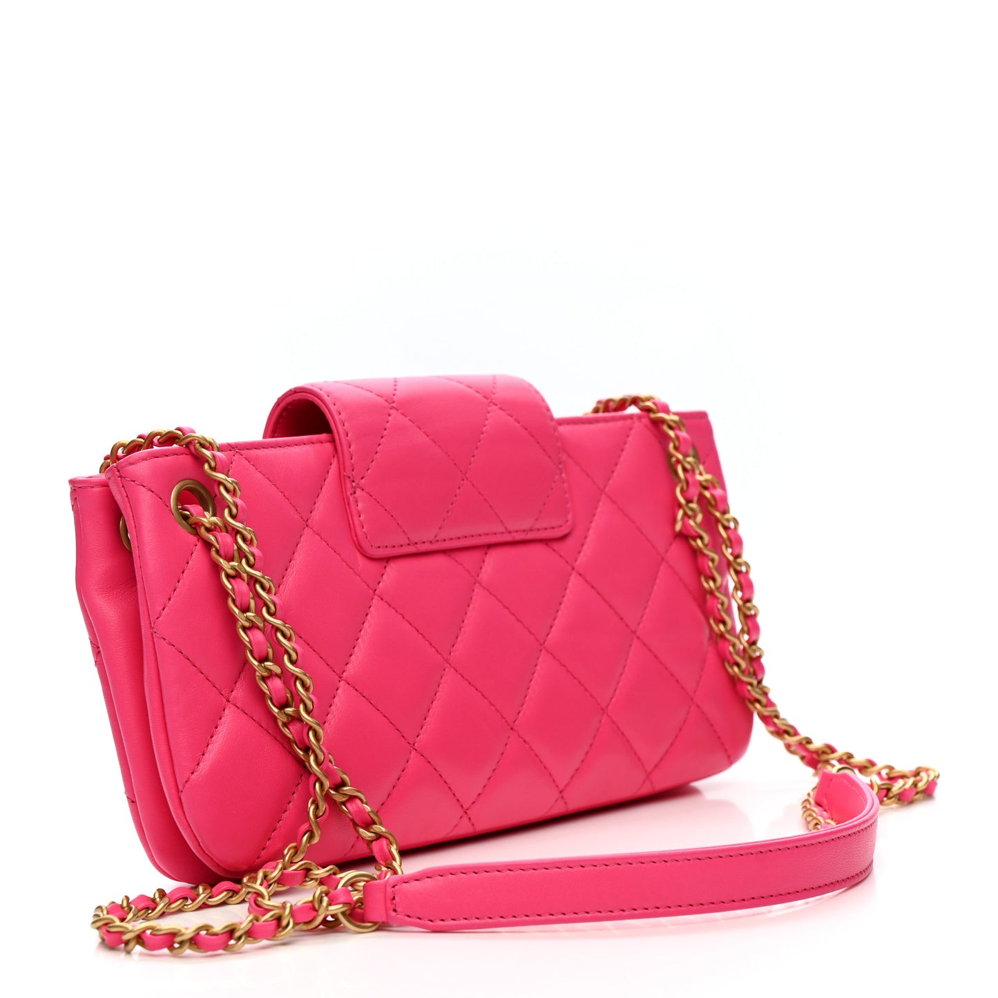 Lambskin Quilted Giant CC Baguette Bag Fuchsia