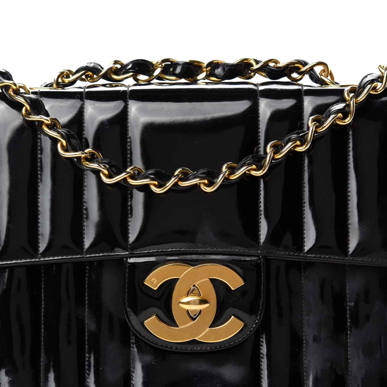 Chanel Patent Vertical Quilted Jumbo Single Flap Black 17 of 17