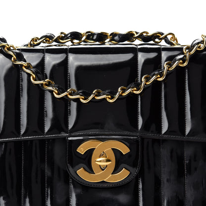 Chanel Patent Vertical Quilted Jumbo Single Flap Black 17 of 17