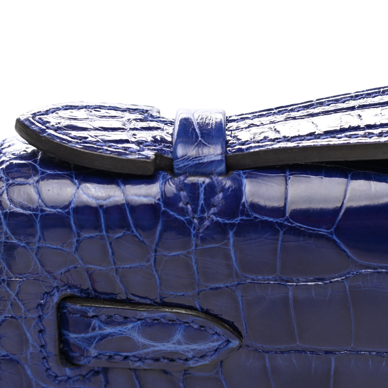 Hermes Shiny Alligator Kelly Pochette Bleu Electrique 15 of 16