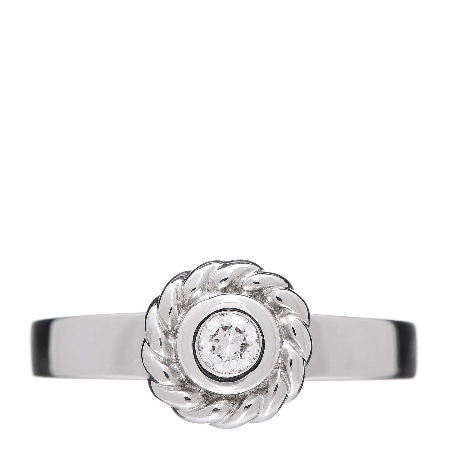 Chanel 18K White Gold Diamond Solitaire Ring 53 6.25 1 of 5