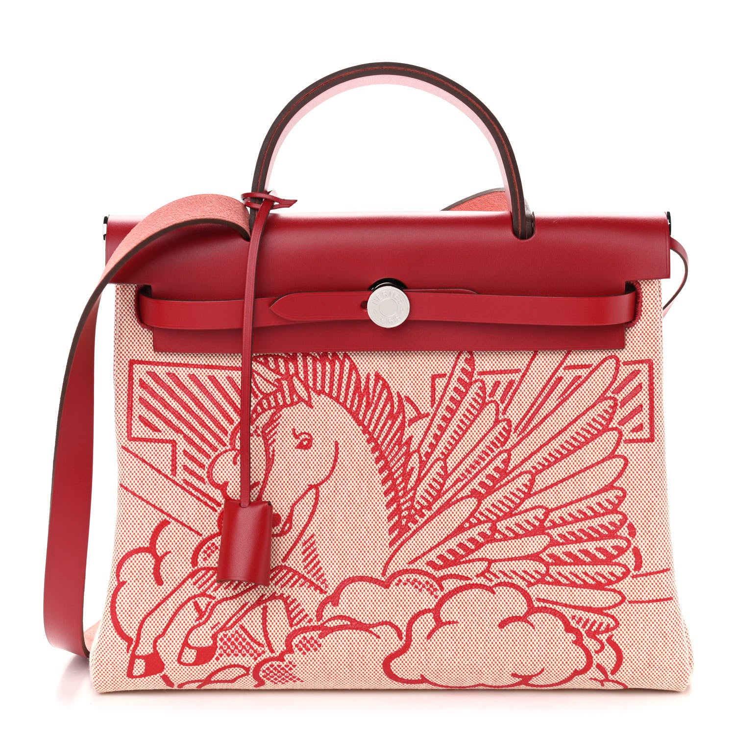 Hermes Vache Hunter Toile Pegase Pop Herbag Zip Retourne 31 PM Rouge Piment 1 of 12