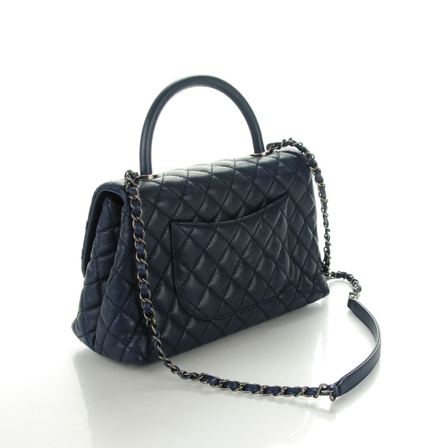 Chanel Caviar Quilted Small Coco Handle Flap Navy 3 of 8
