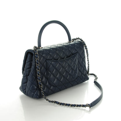 Chanel Caviar Quilted Small Coco Handle Flap Navy 3 of 8