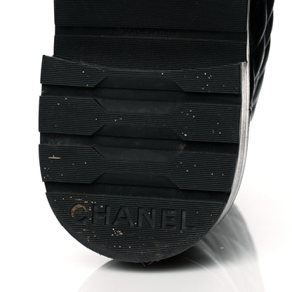 Chanel Shiny Lambskin Quilted Lace Up Combat Boots 36.5 Black 8 of 11