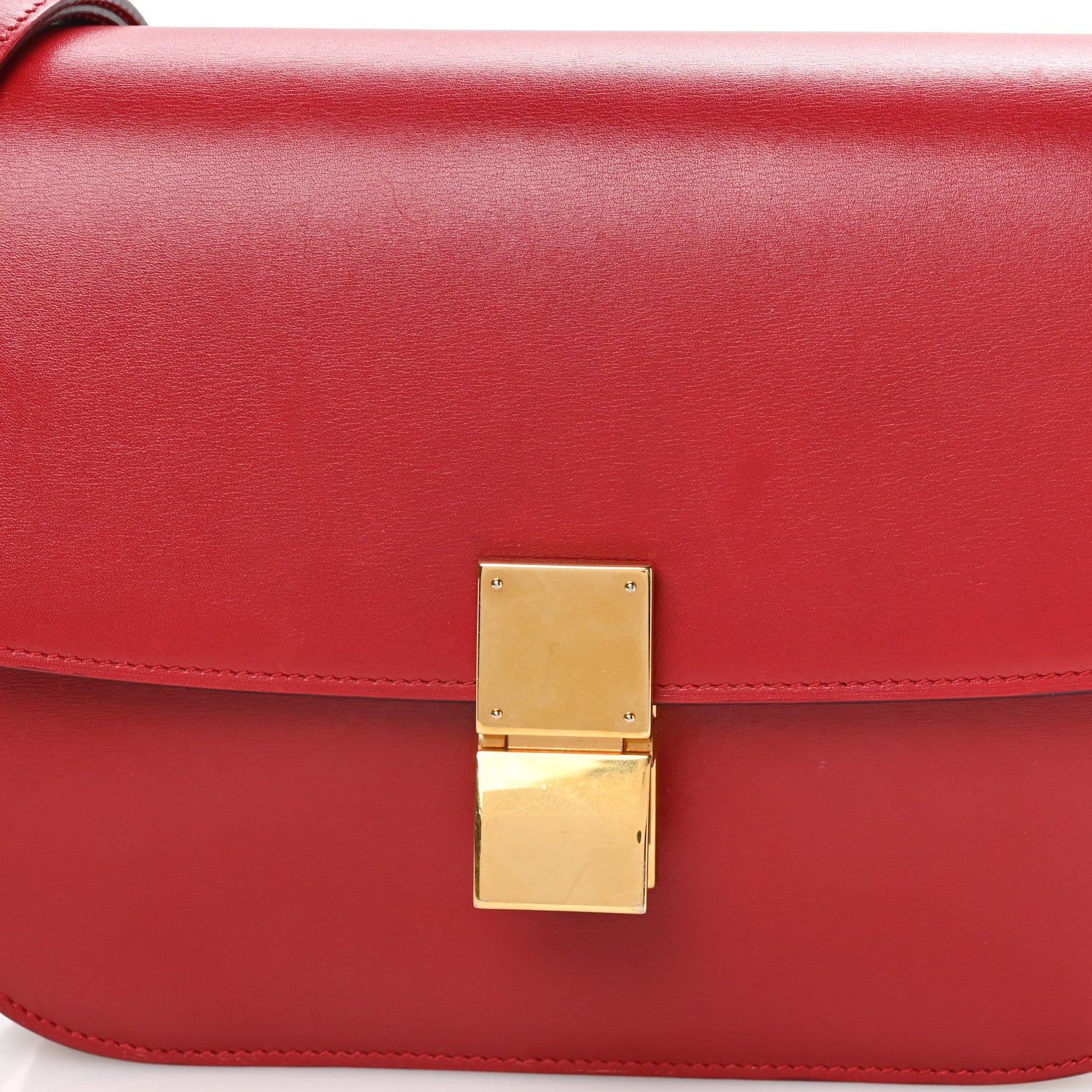 Celine Box Calfskin Medium Classic Box Flap Bag Red 8 of 11