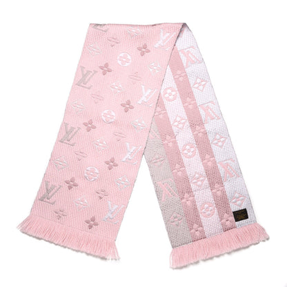 Louis Vuitton Wool Silk Logomania Shine Scarf Pink 3 of 5