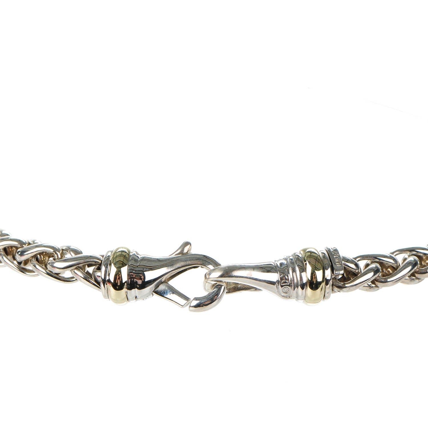 David Yurman Sterling Silver 14K Yellow Gold 6mm Wheat Chain Necklace 3 of 5
