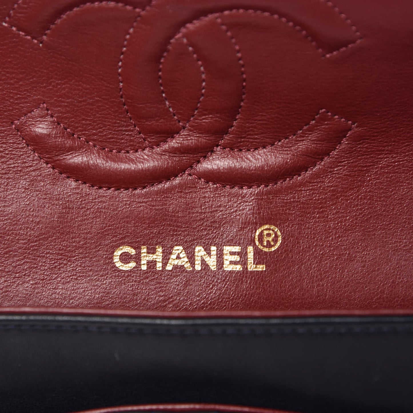 Lambskin Quilted Medium Double Flap Navy
