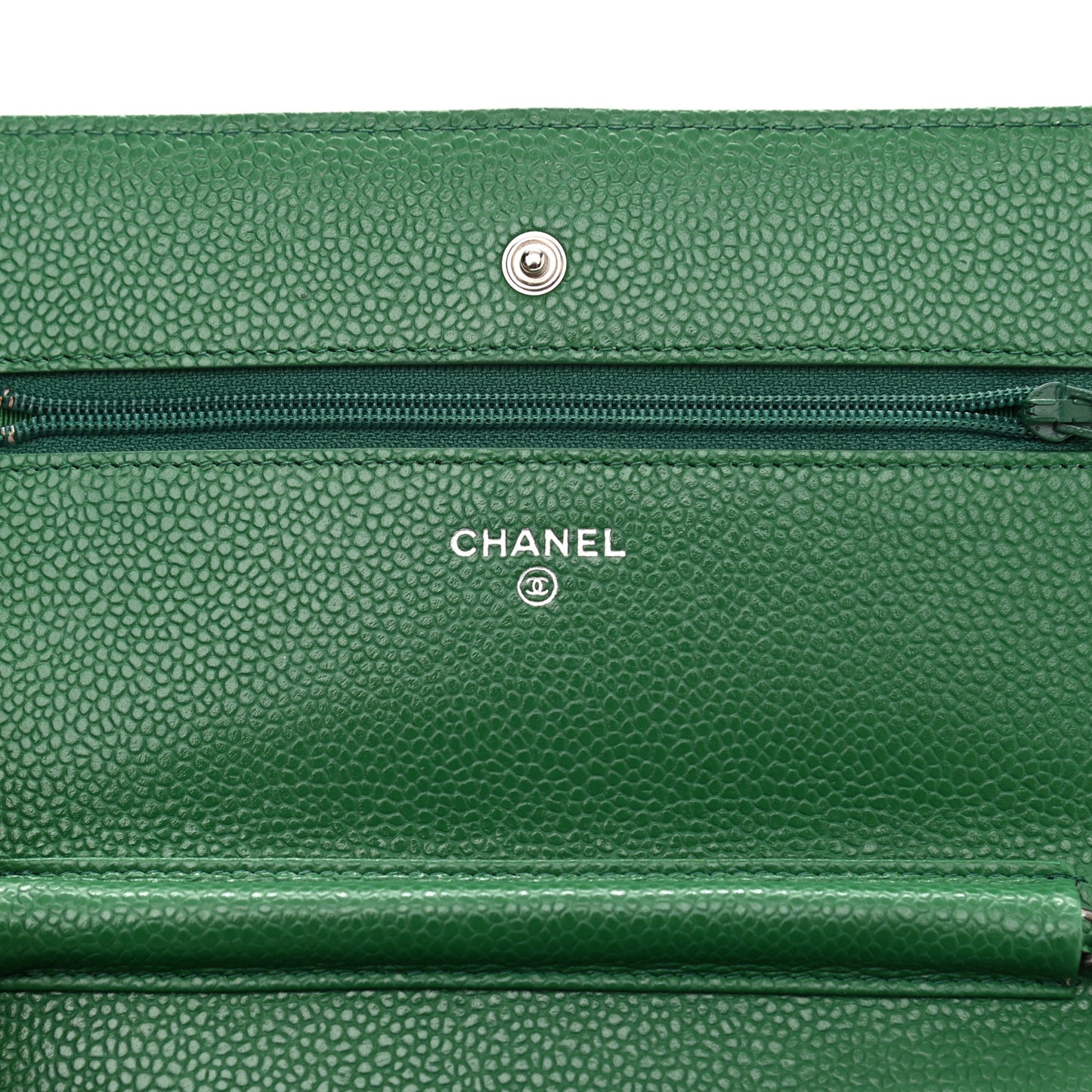 Caviar Quilted Wallet On Chain WOC Green