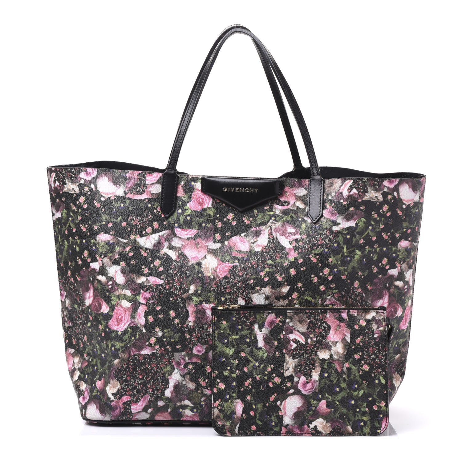 Givenchy Textured Coated Canvas Roses Camouflage Print Large Antigona Tote Black 1 of 10