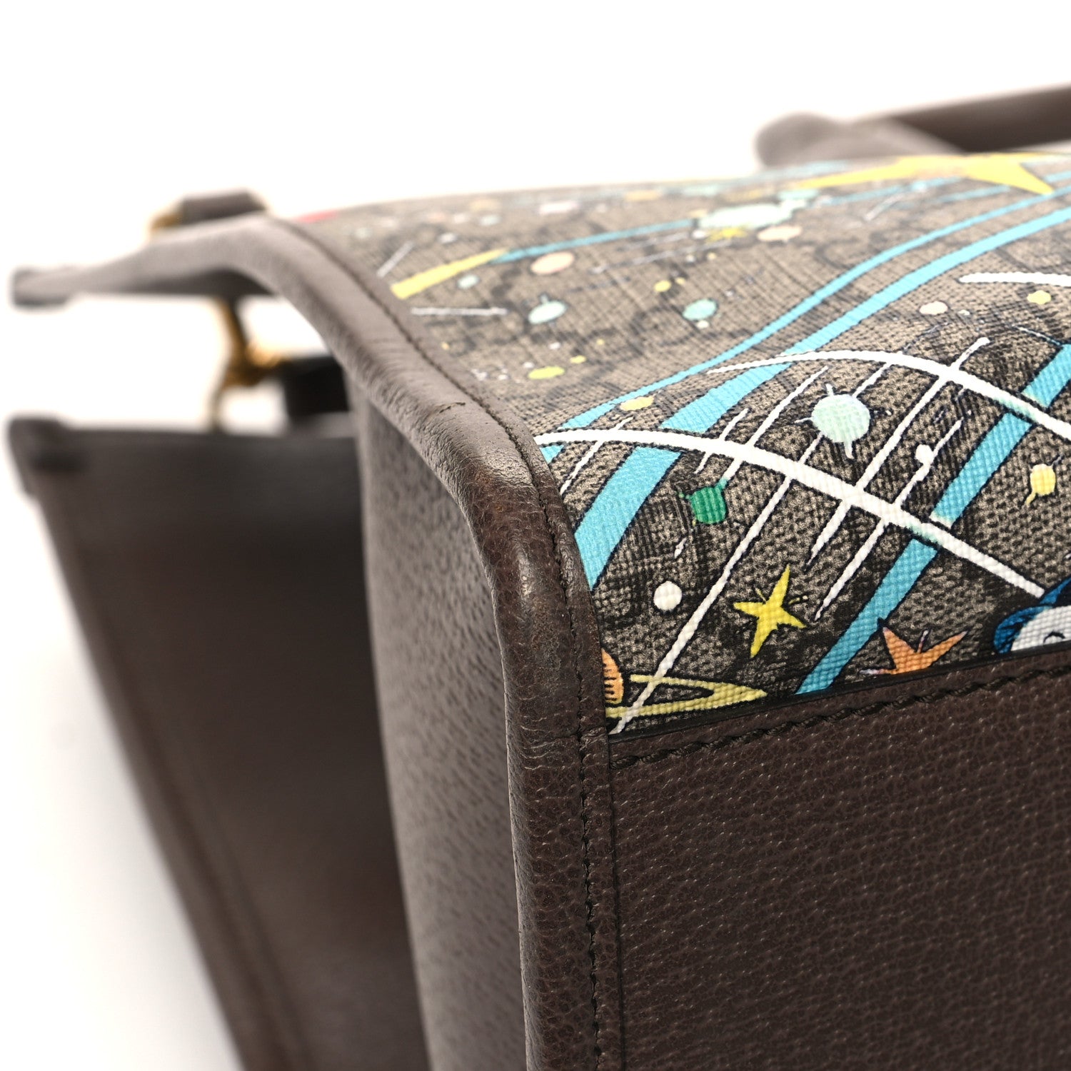 Gucci X DISNEY GG Supreme Monogram Donald Duck Retro Interlocking G Shopping Tote Beige Multicolor New Acero 11 of 13