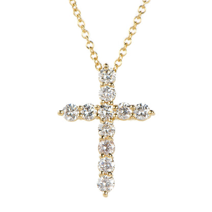 Tiffany 18K Yellow Gold Diamond Small Cross Pendant Necklace 1 of 6