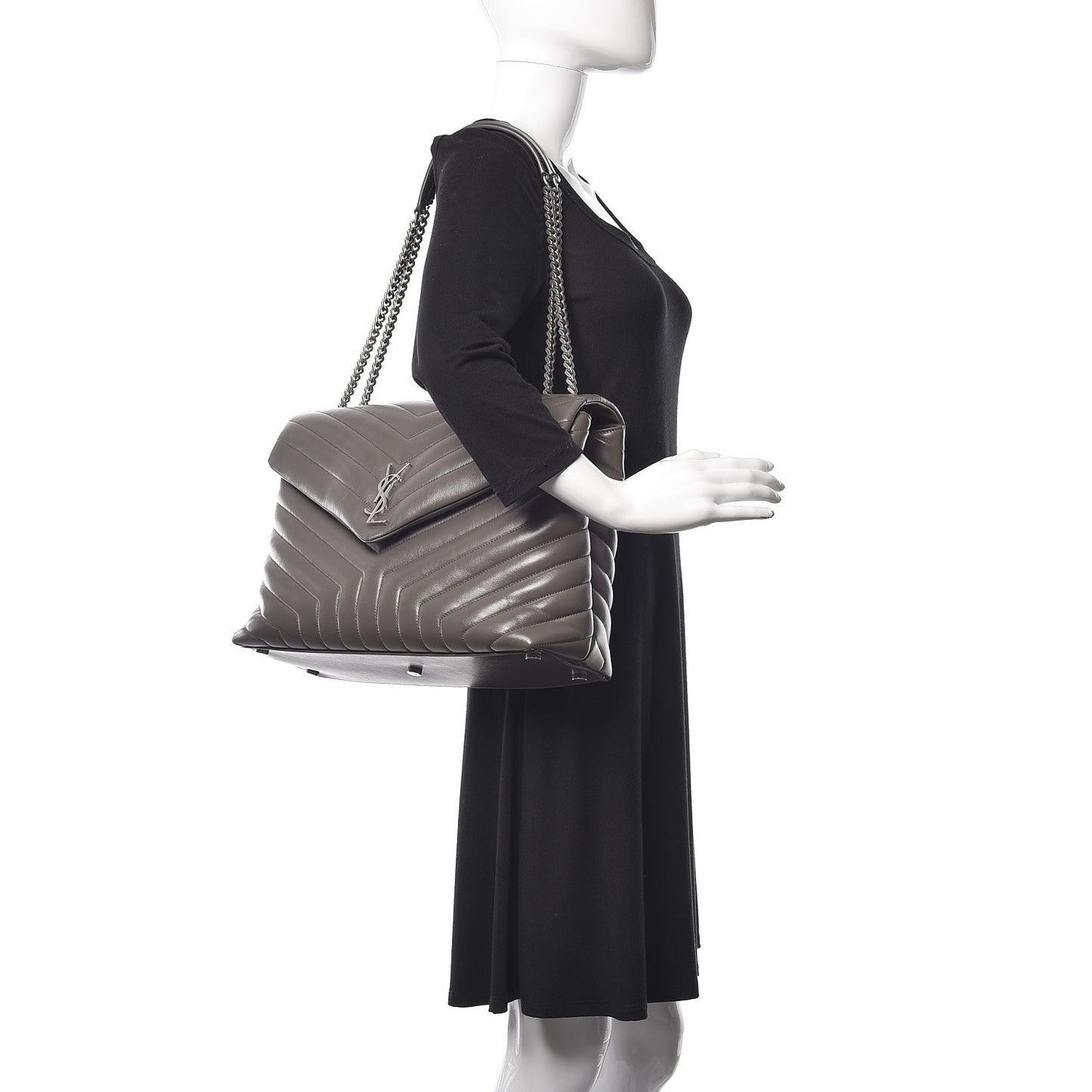 Calfskin Y Quilted Monogram Large Loulou Chain Satchel Earth