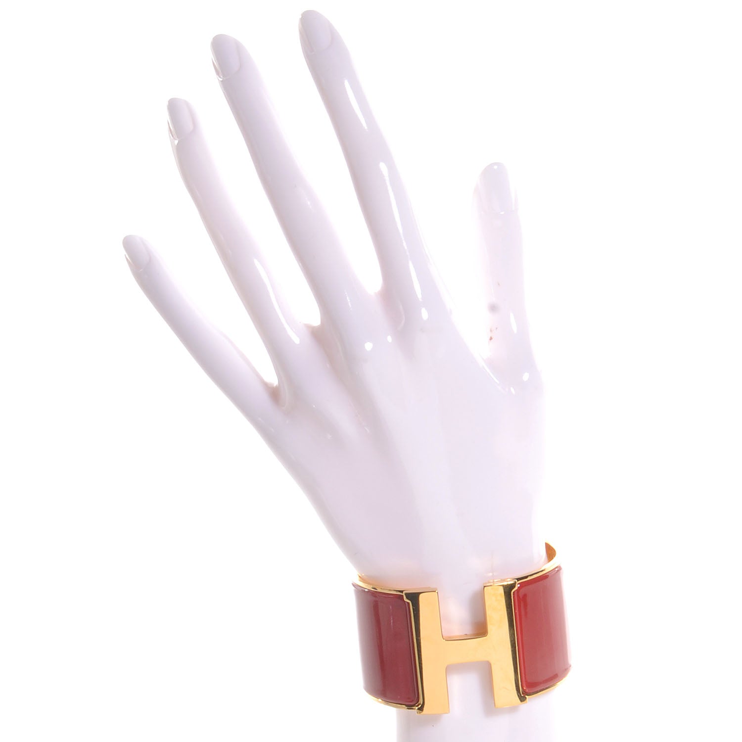 Hermes Enamel Clic Clac H Extra Wide Bracelet PM Red 2 of 5