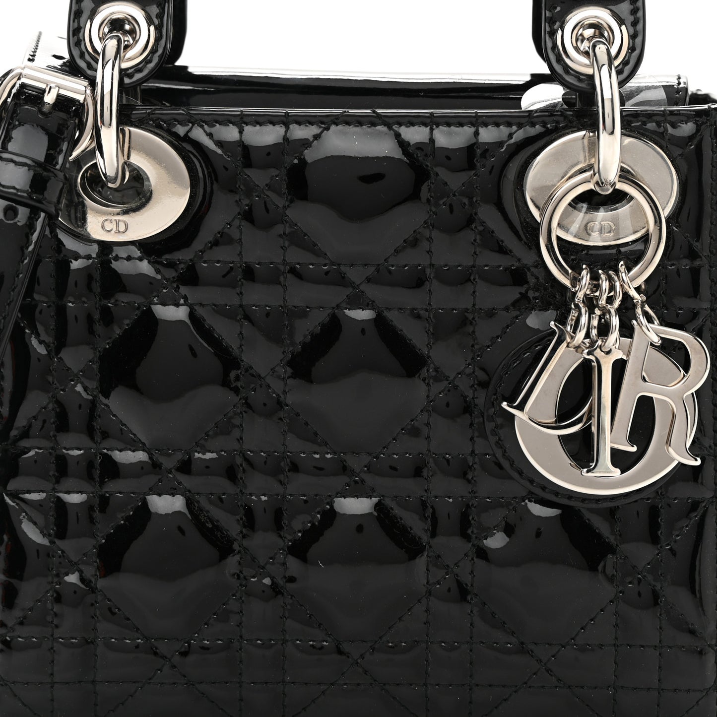 Patent Cannage Mini Lady Dior Black