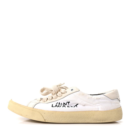 Saint Laurent Distressed Canvas Court Classic Sneakers 39 Panna 1 of 9