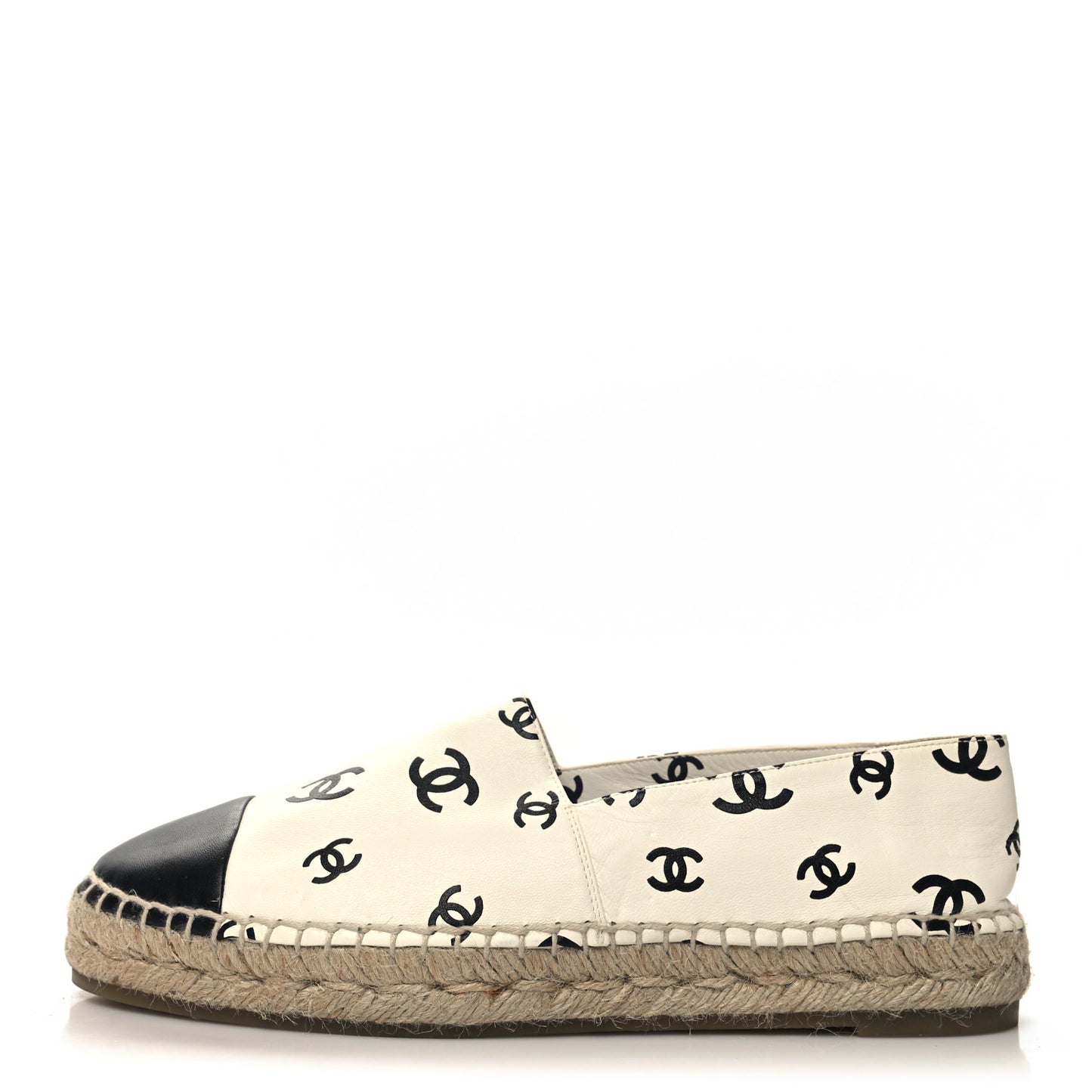 Lambskin Printed CC Espadrilles 40 White Black