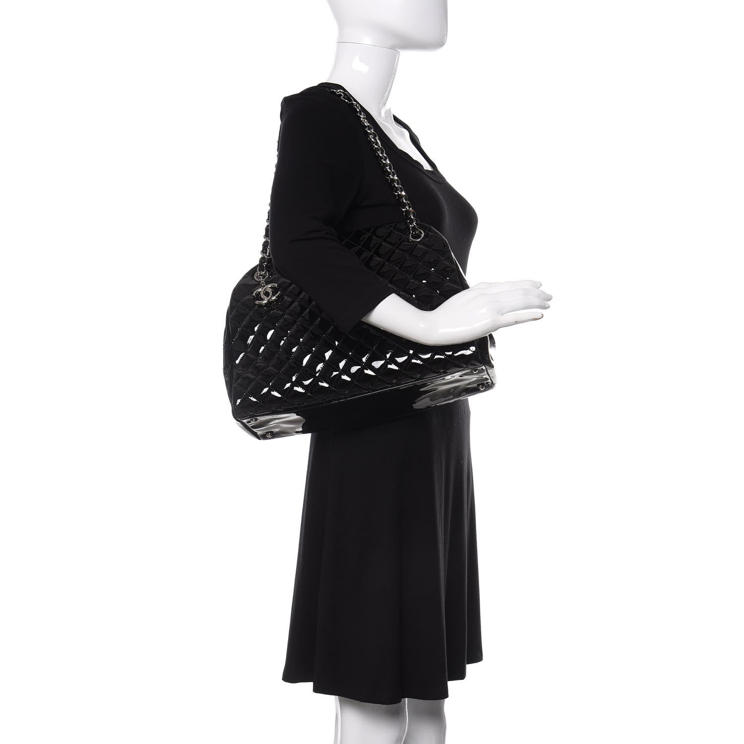 Chanel Patent Quilted Large Just Mademoiselle Bowling Bag Black 2 of 11
