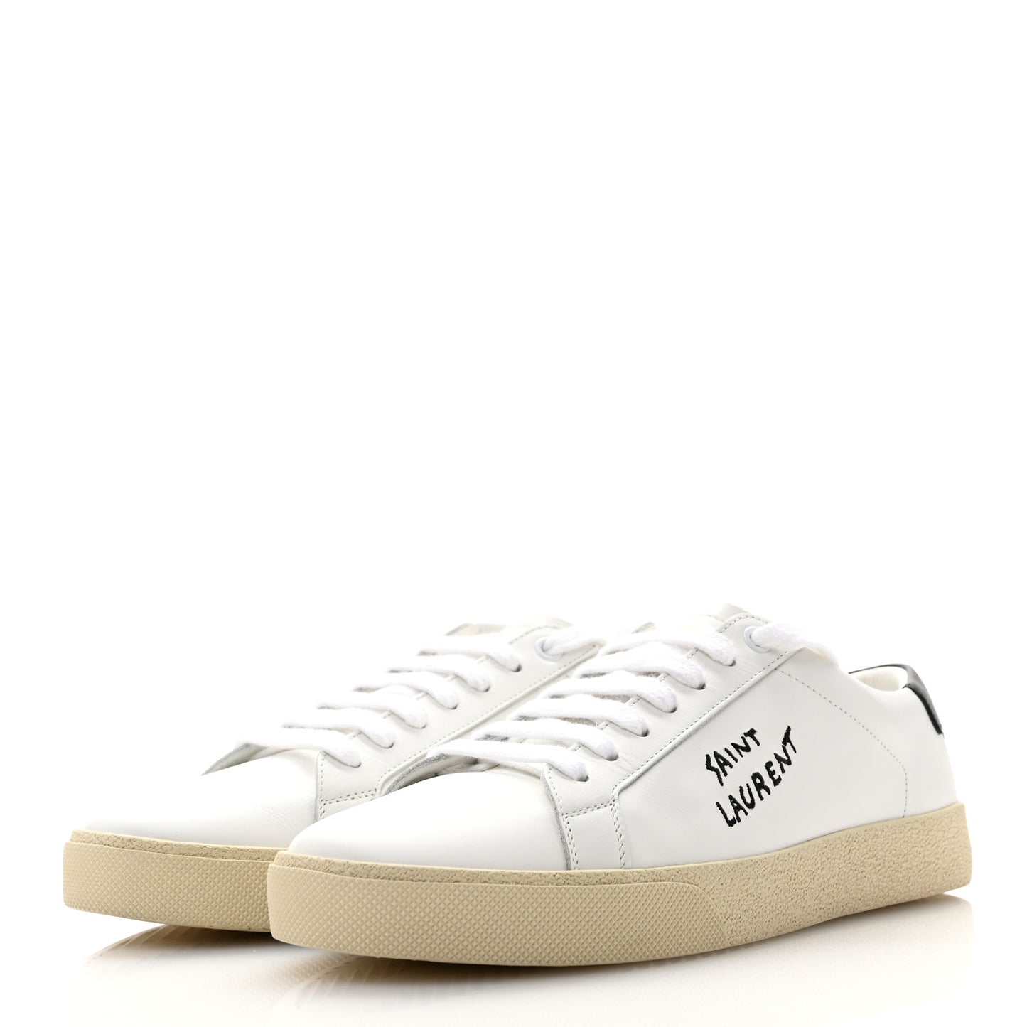 Calfskin Embroidered Court Classic Sneakers 41 White Black