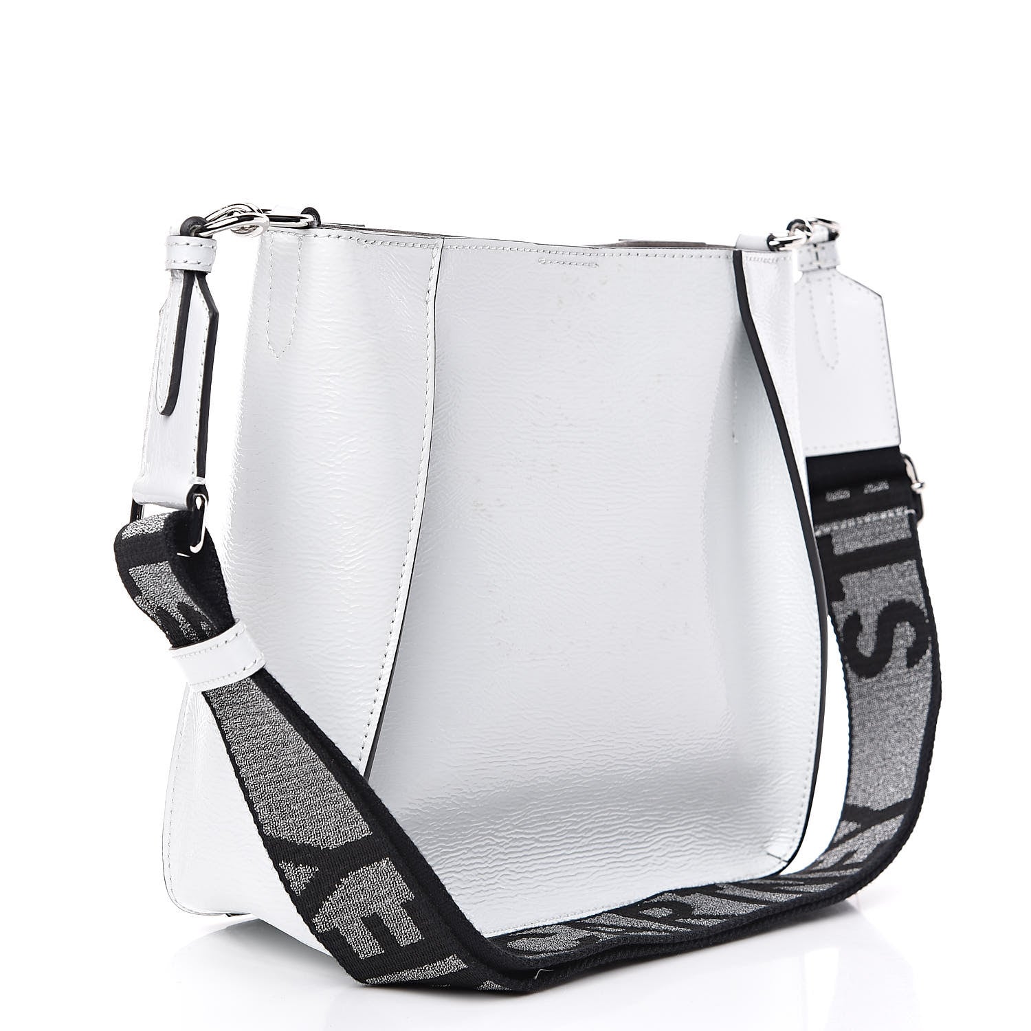 Stella McCartney Eco Alter Patent Logo Mini Crossbody Optical White 3 of 11