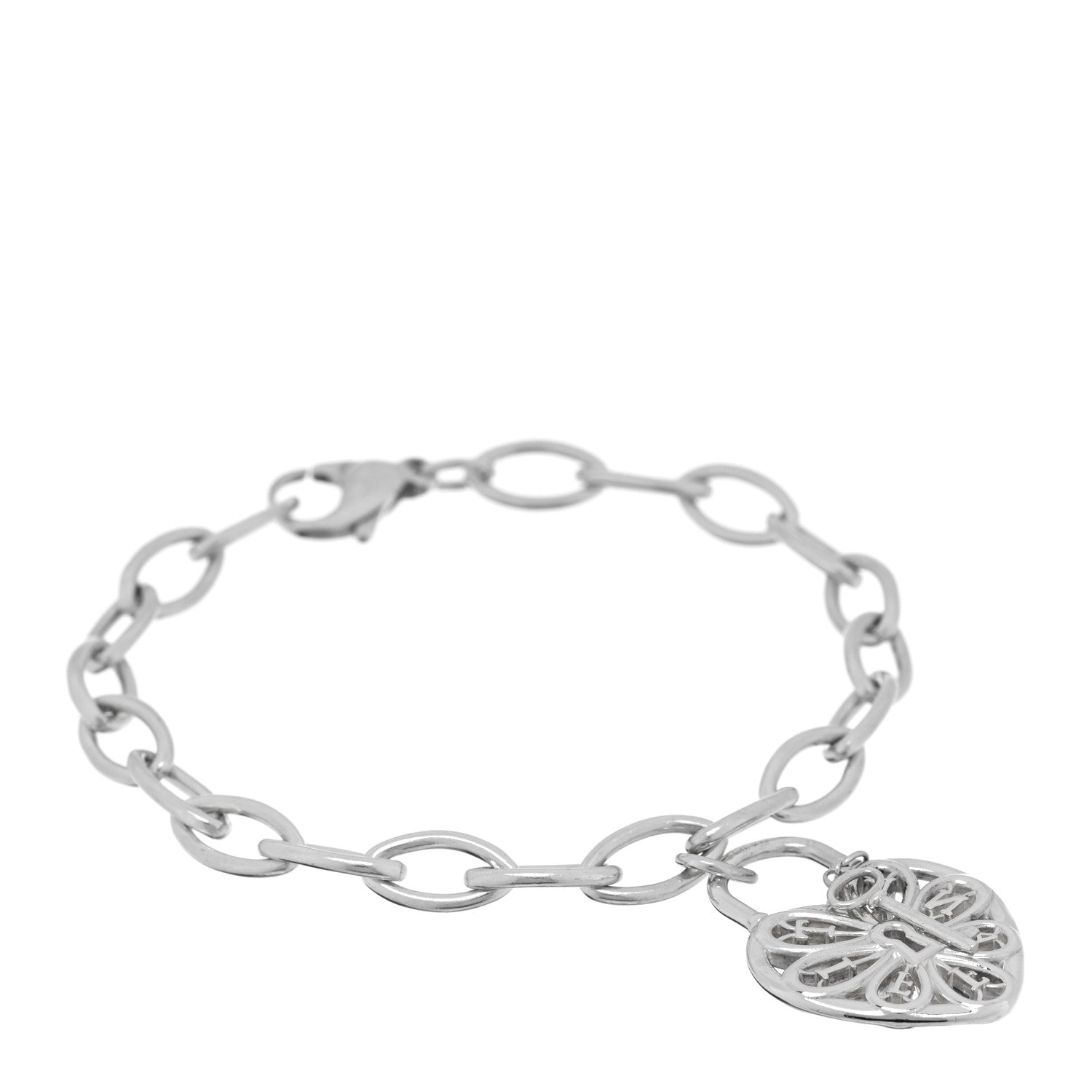Tiffany Sterling Silver Filigree Heart Key Bracelet 1 of 3