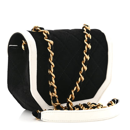 Chanel Velvet Quilted Mini Place Vendome Flap Black White 3 of 10