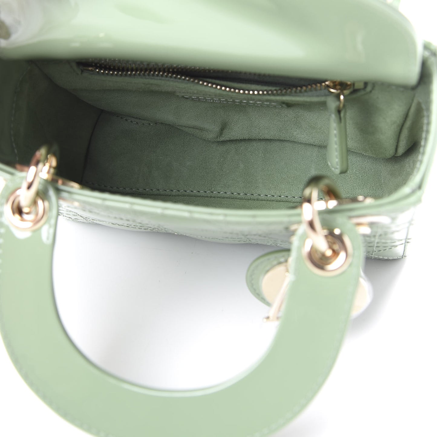 Patent Cannage Mini Lady Dior Mint Green