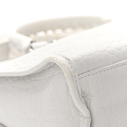 Balenciaga Matte Supple Lambskin Crocodile Embossed Classic Silver Hardware S City White 12 of 15
