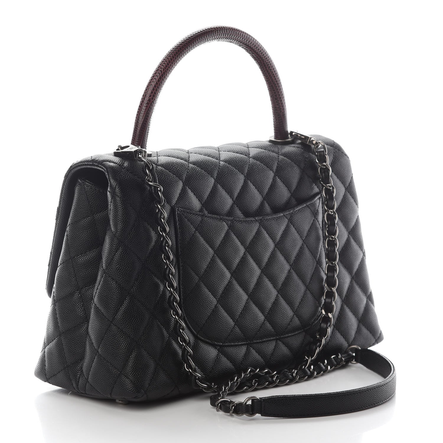 Chanel Caviar Lizard Quilted Small Coco Handle Flap Black 2 of 9