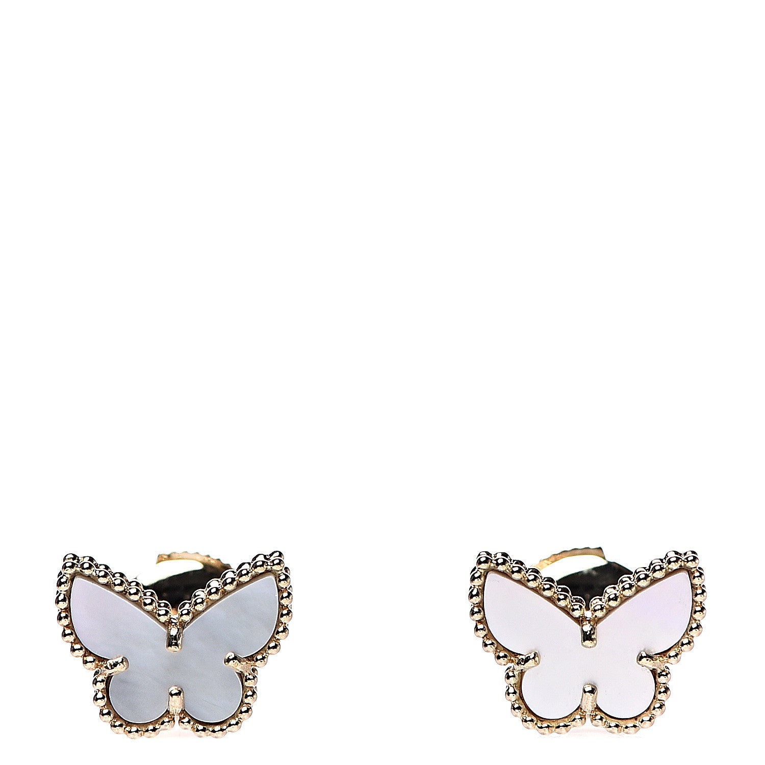 Van Cleef & Arpels 18K Yellow Gold Mother of Pearl Sweet Alhambra Butterfly Earrings 1 of 5