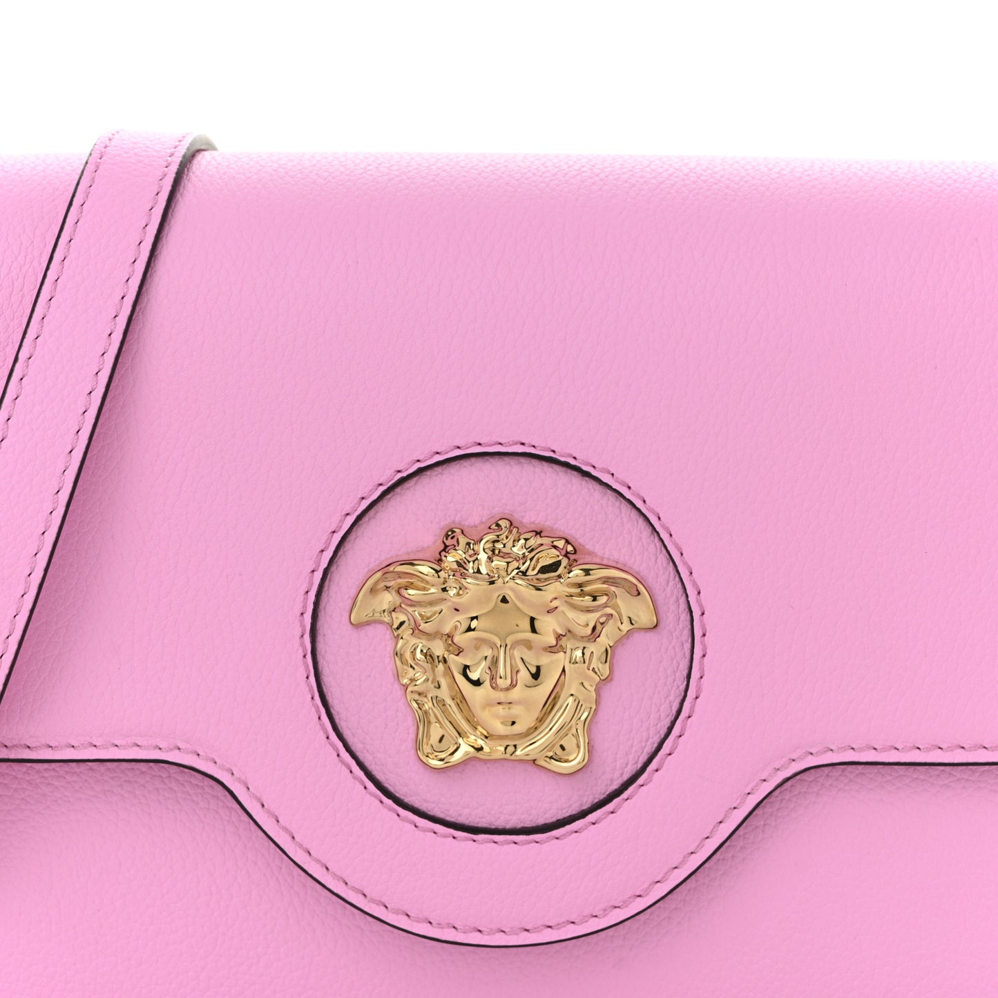 Grained Calfskin La Medusa Shoulder Bag Pink