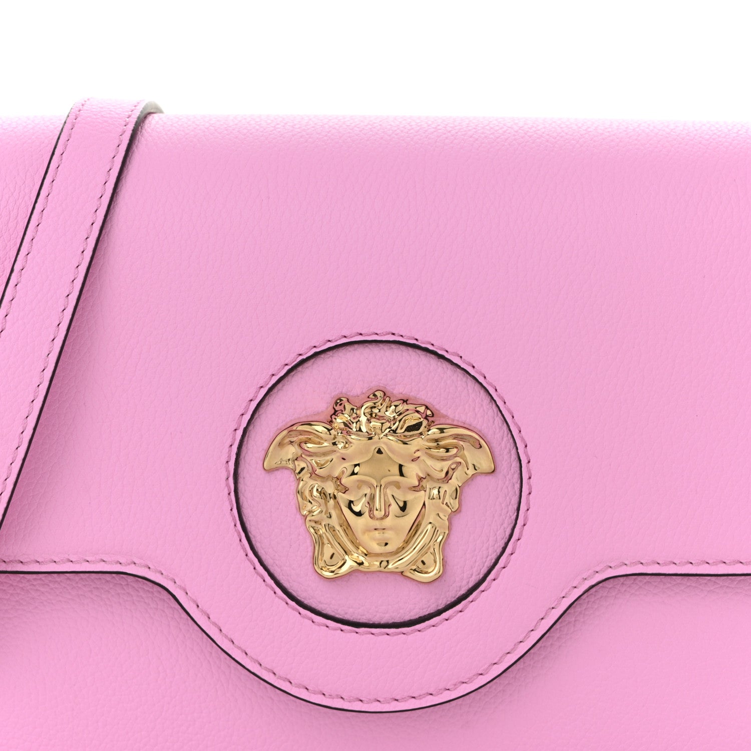 Versace Grained Calfskin La Medusa Shoulder Bag Pink 7 of 9