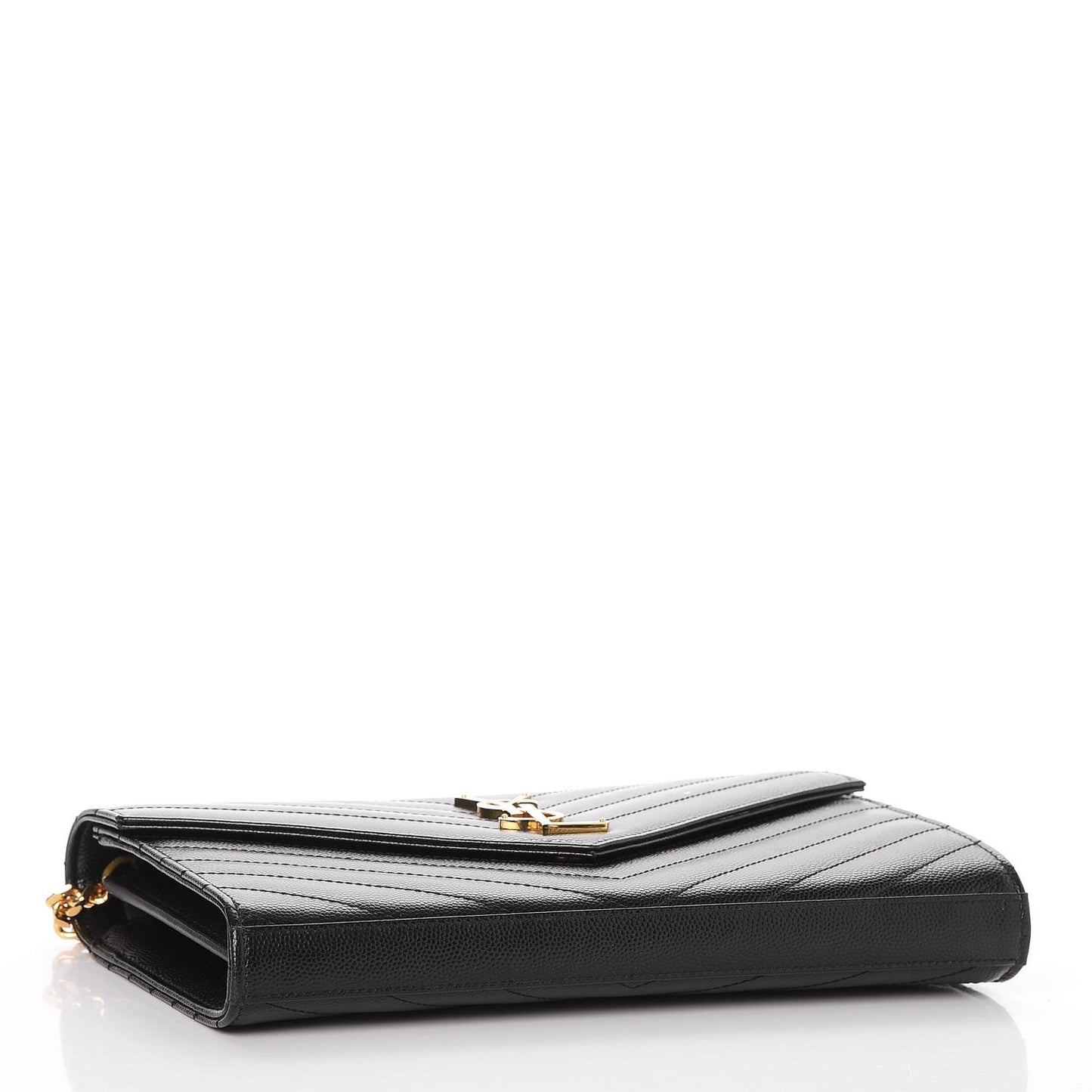 Grain De Poudre Matelasse Chevron Monogram Chain Wallet Black