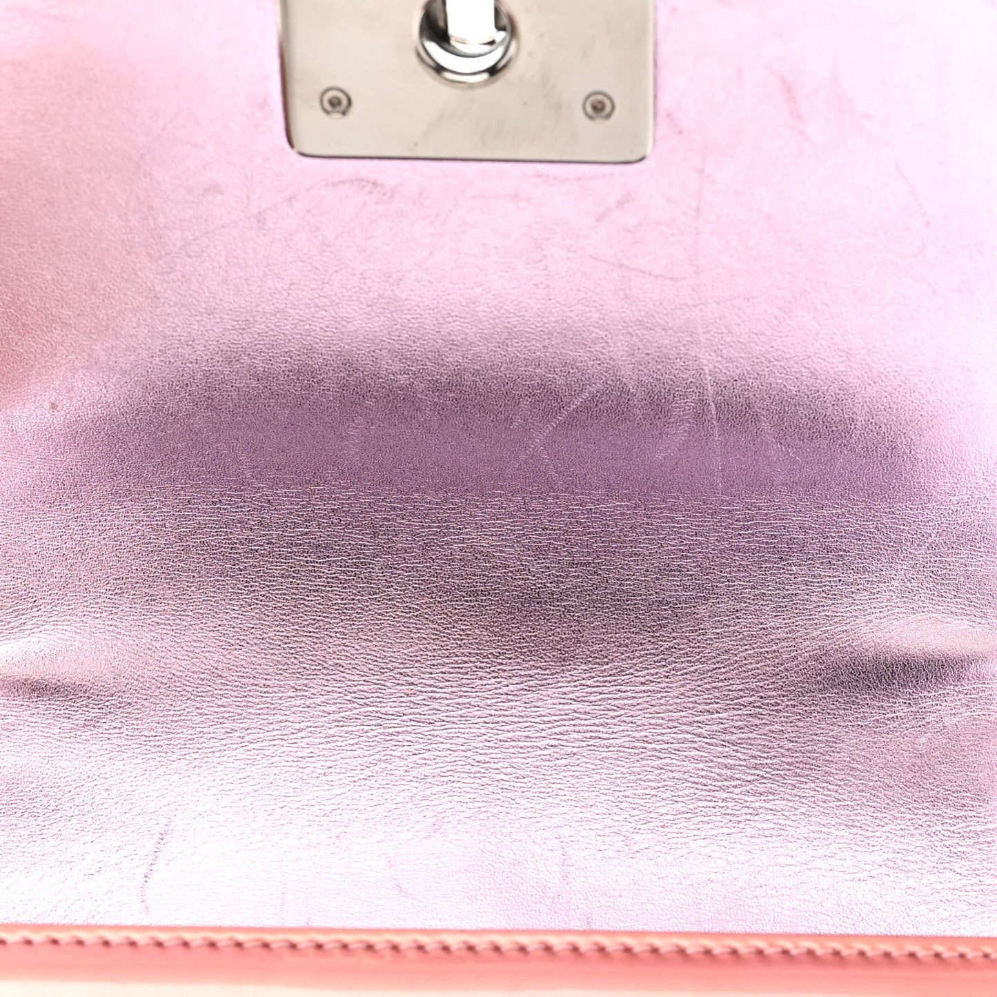 Metallic Patent Calfskin Quilted Small Boy Flap Pink