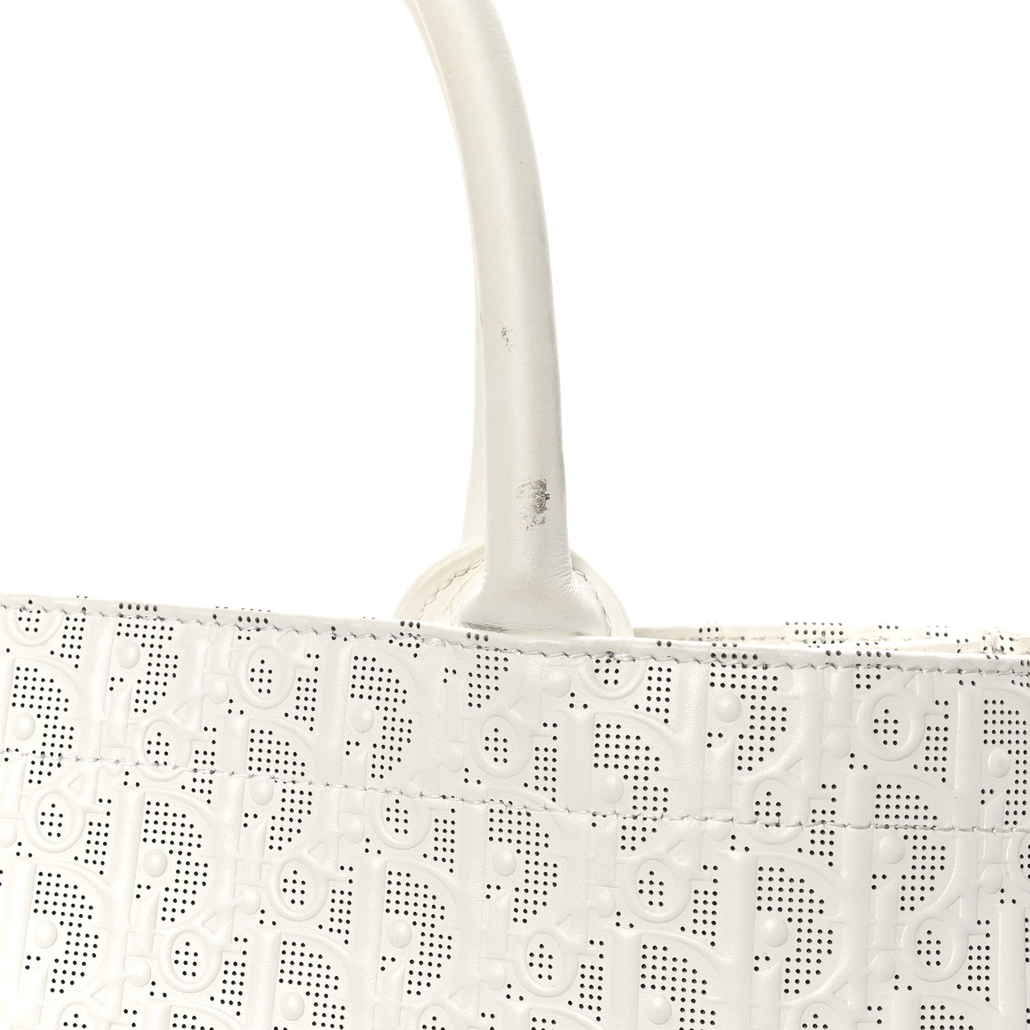 Christian Dior Calfskin Perforated Oblique Medium Book Tote White Blue 10 of 10