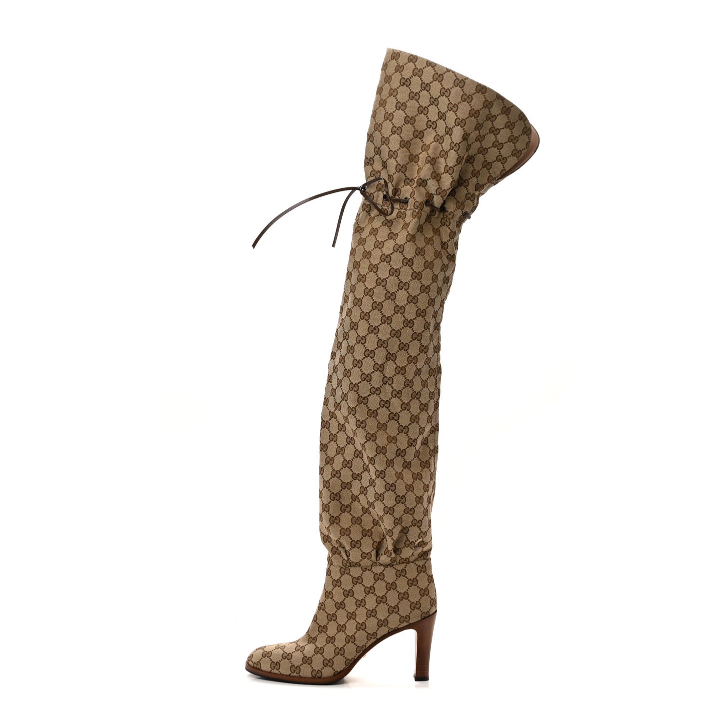 Monogram Over the Knee Boots 42 Beige Ebony