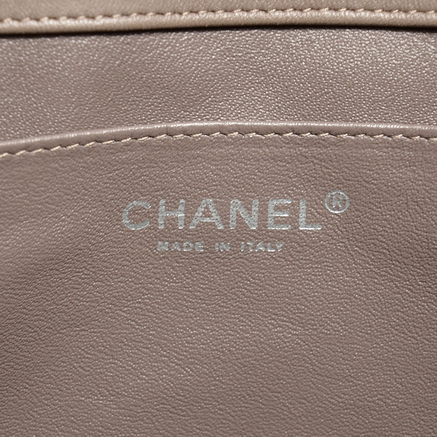 Patent Quilted Clutch with Chain Flap Grey