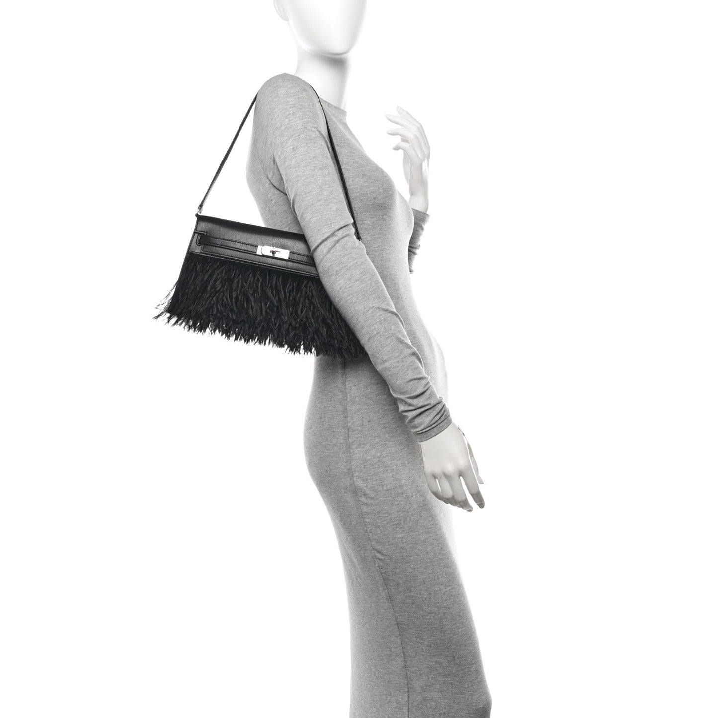 Chevre Chamkila Ostrich Feather Kelly Elan Folie Black