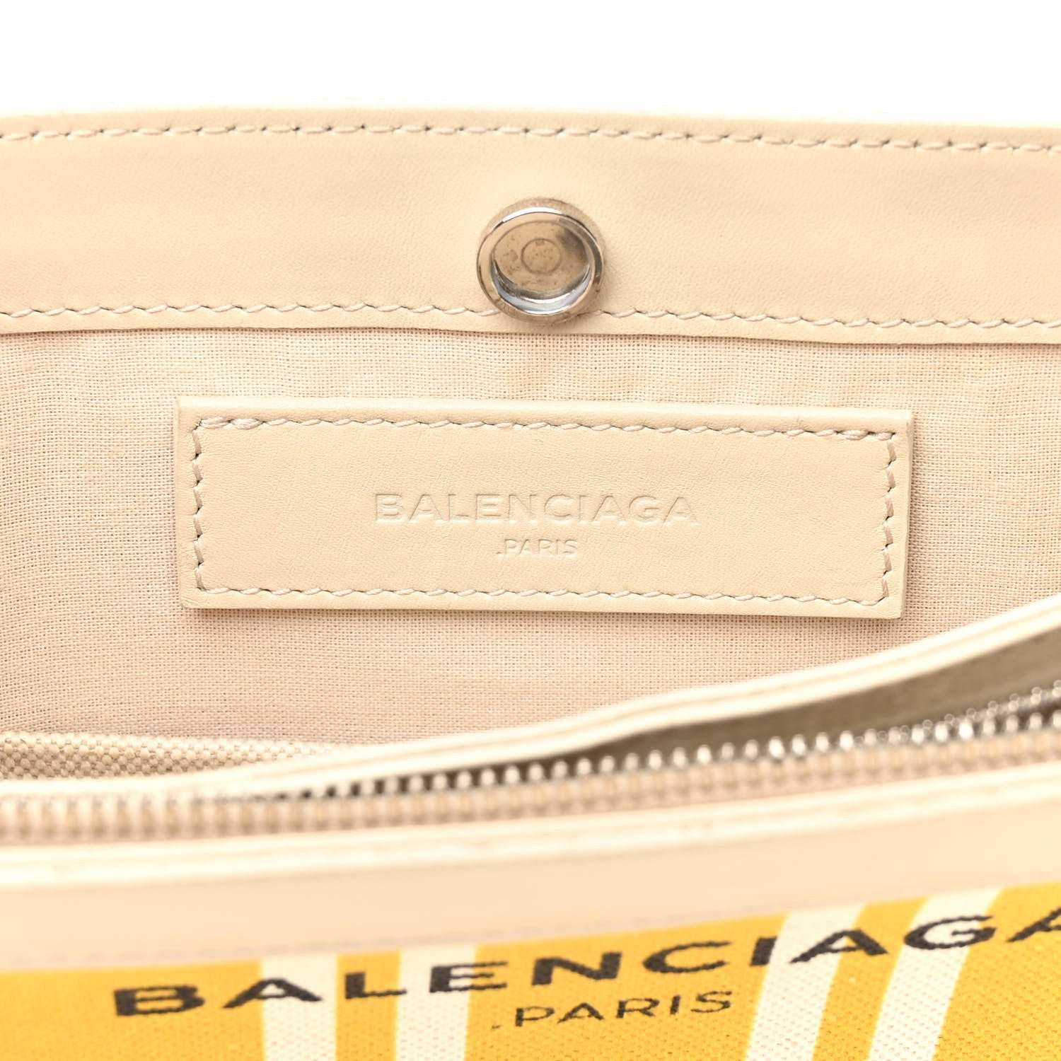 Balenciaga Cotton Canvas Striped Pochette Crossbody Bag Yellow 7 of 17