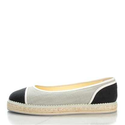 Chanel Cotton Cap Toe Espadrilles 40 Grey Black 1 of 9