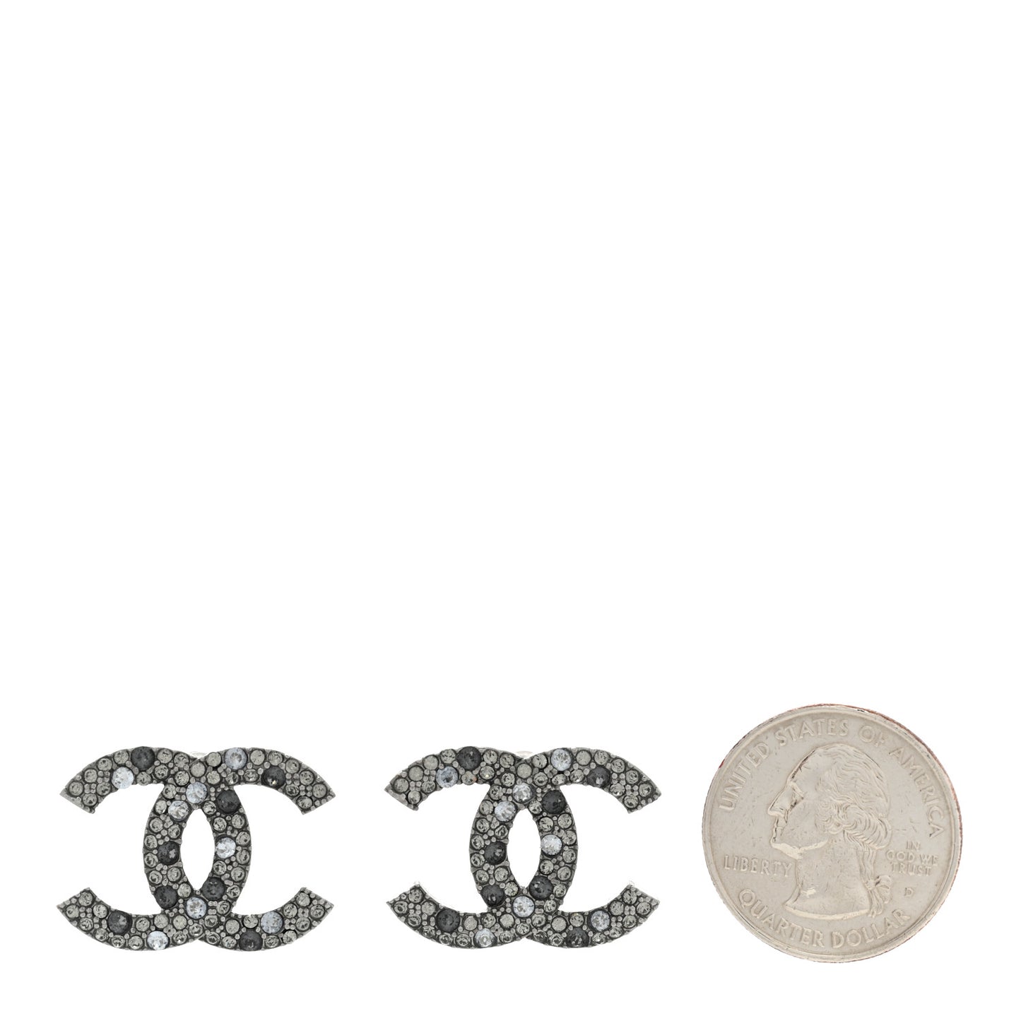 Crystal Ruthenium Large CC Earrings Grey Silver