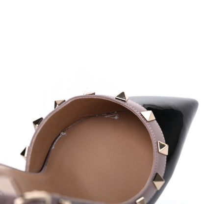 Valentino Garavani Patent Rockstud Half D'Orsay Slingback 85mm Pumps 38 Black Poudre 12 of 18