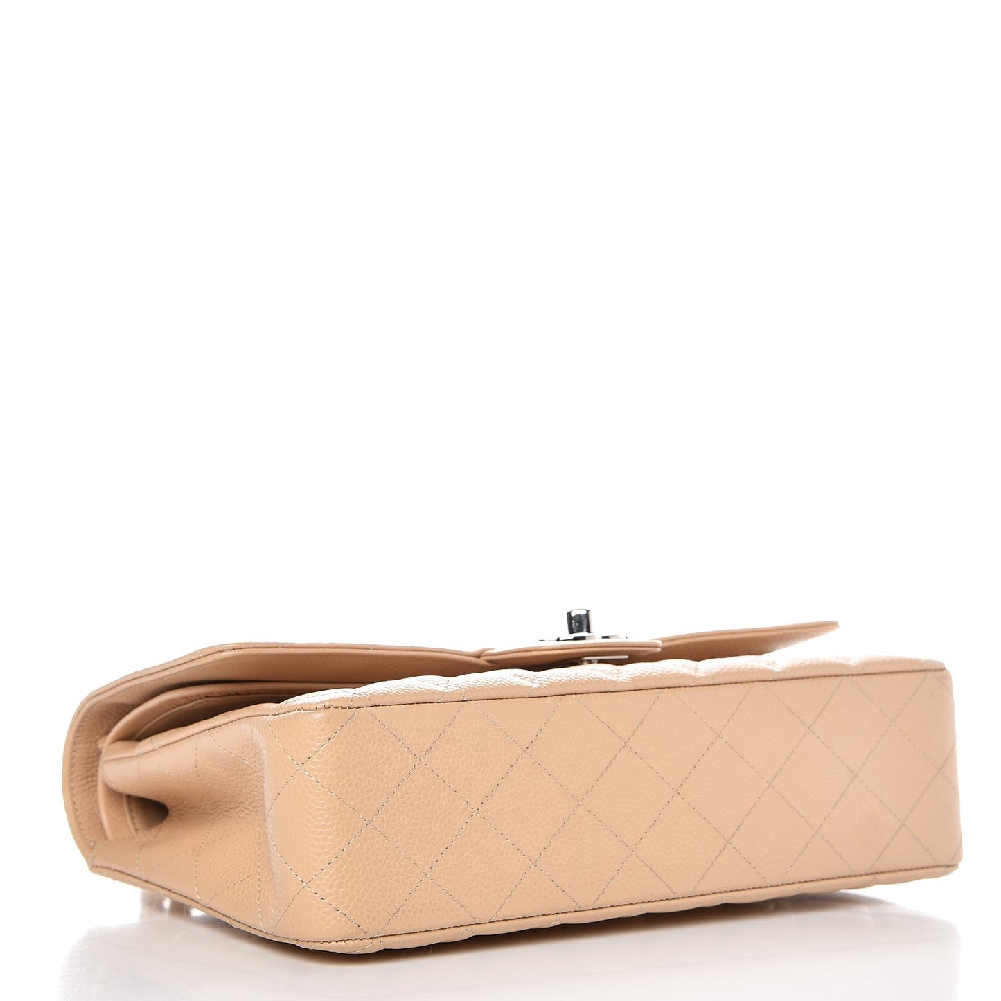 Caviar Quilted Medium Double Flap Beige Clair