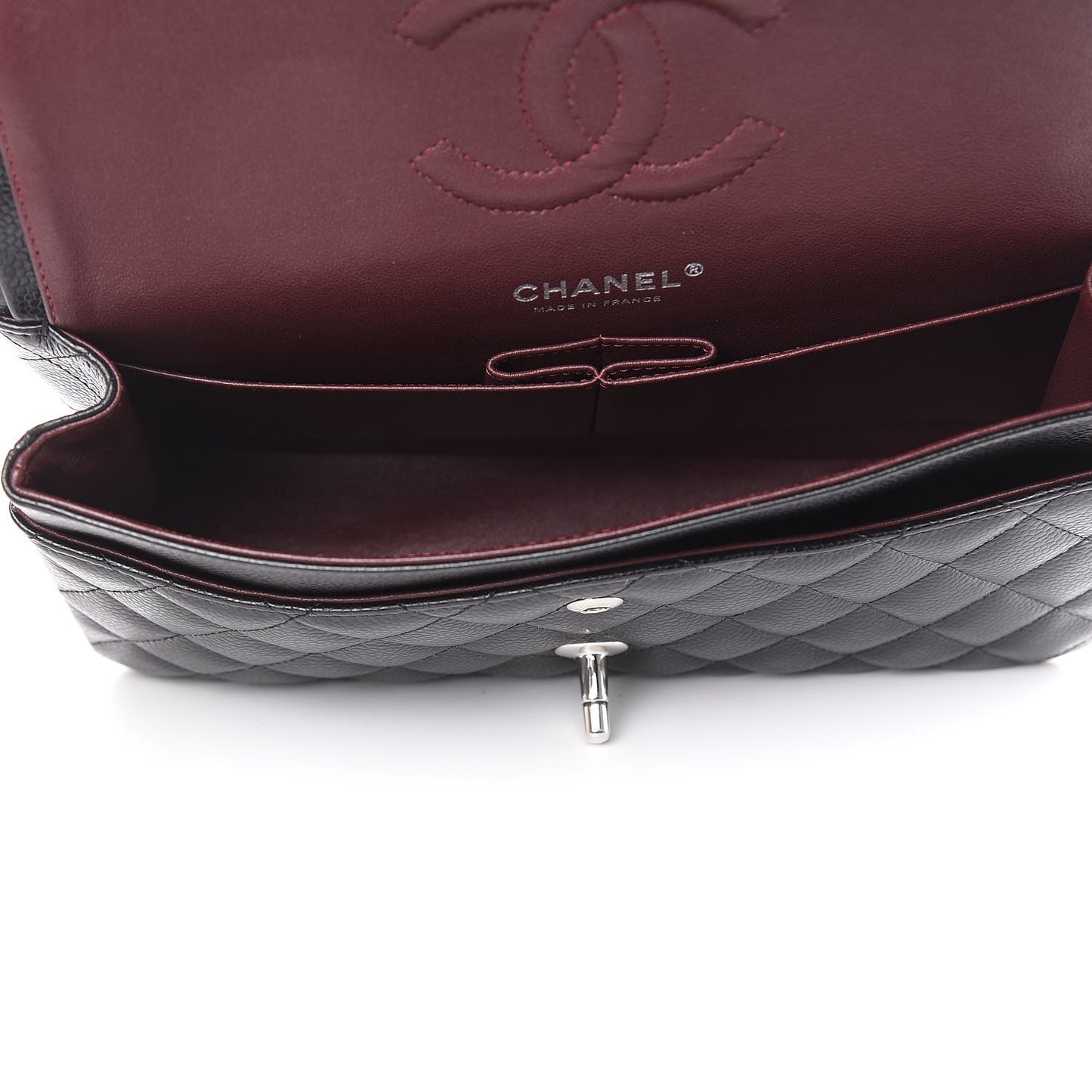 Caviar Quilted Medium Double Flap Black