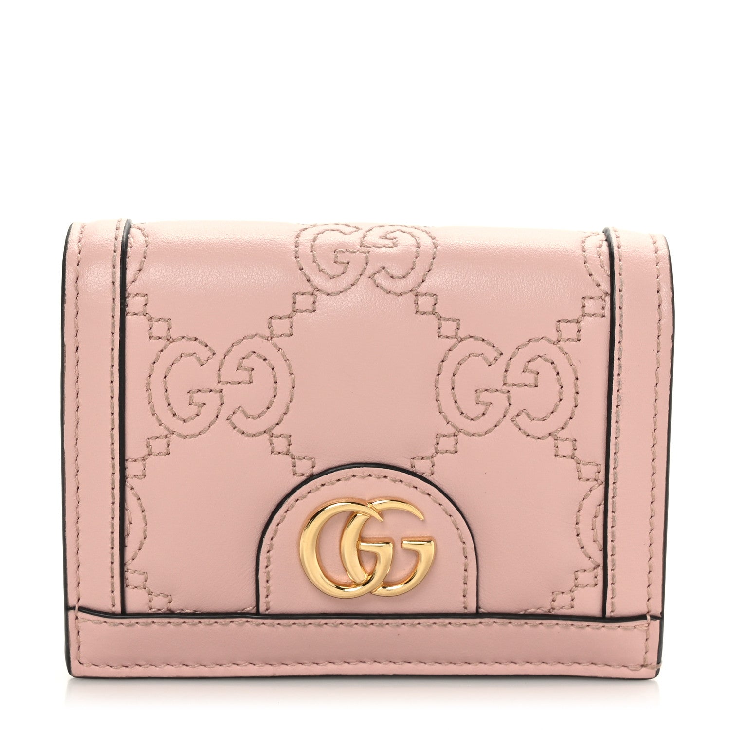 Gucci Calfskin GG Matelasse Card Case Wallet Perfect Pink 1 of 7