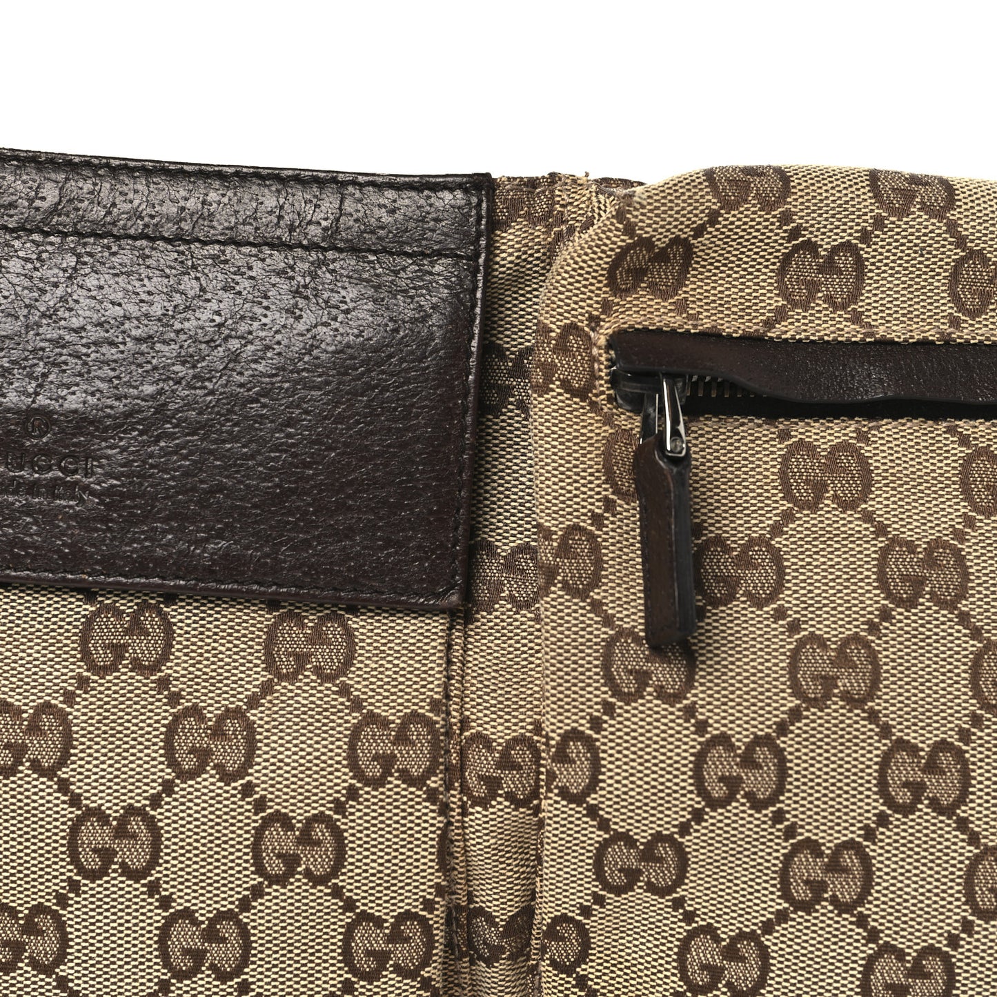 GG Monogram Double Pocket Belt Bag Dark Brown