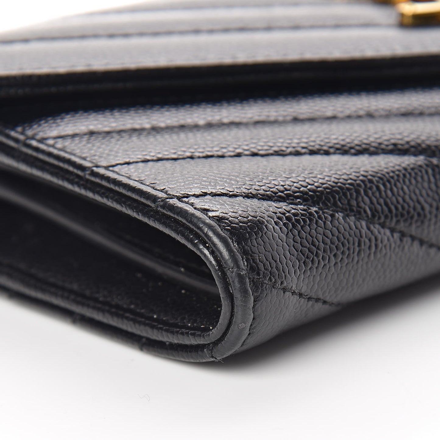 Grain De Poudre Matelasse Chevron Monogram Flap Wallet Black
