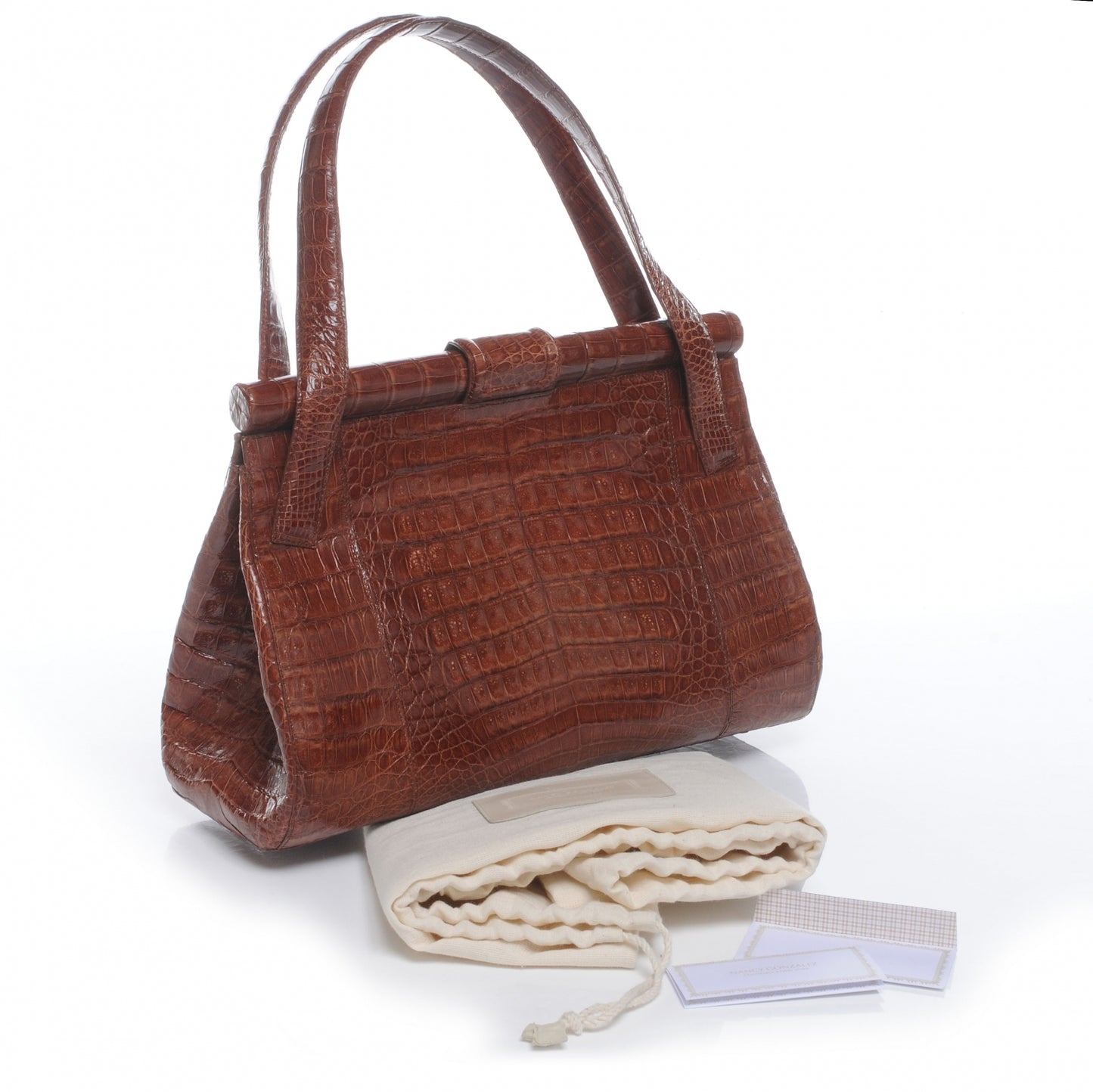 Crocodile Frame Bag Cognac