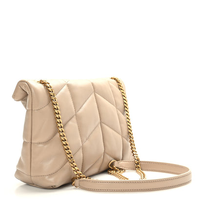 Saint Laurent Lambskin Quilted Toy Loulou Puffer Monogram Chain Satchel Dark Beige 3 of 10